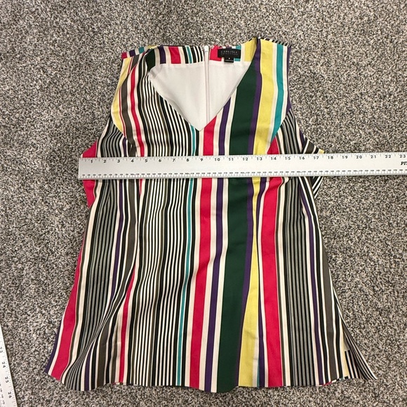 Carlisle Collection Colorful Striped Women's V-Neck Sleeveless Mini Skirt Set - Picture 14 of 14